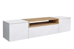 Riess-Ambiente Skandinavisch|Tv- & Lowboards > Hängendes TV-Board LOFT 160cm weiß natur drei Fächer mit Schublade