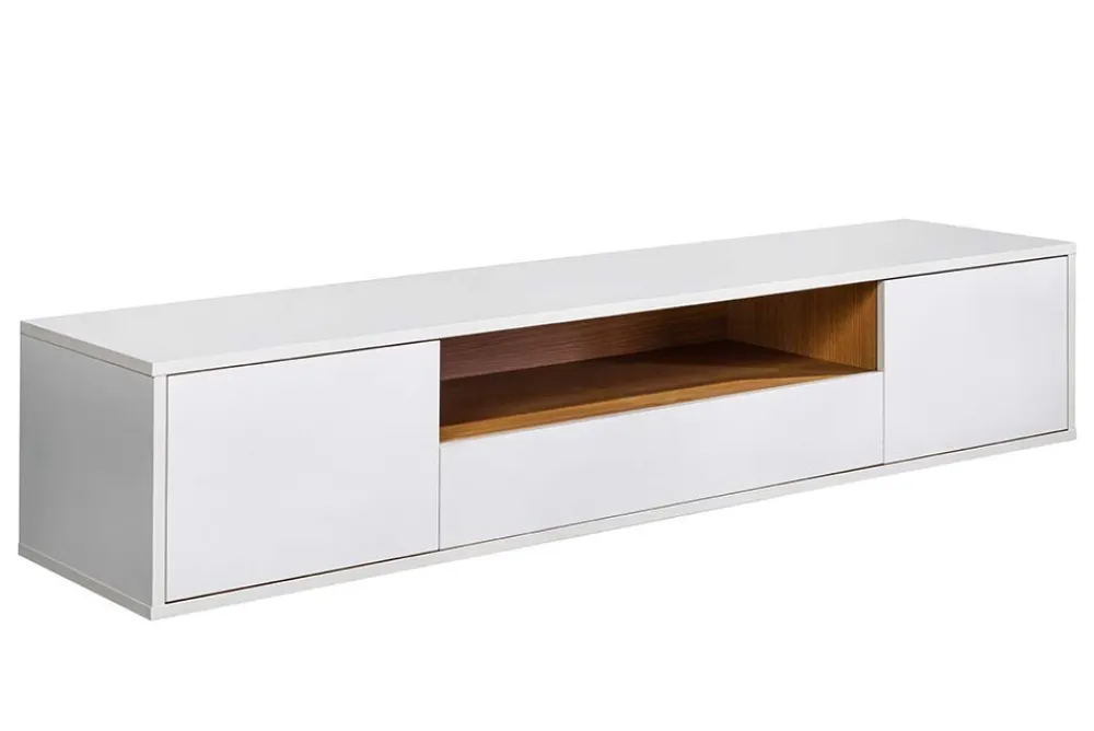 Riess-Ambiente Skandinavisch|Tv- & Lowboards > Hängendes TV-Board LOFT 150cm weiß natur fünf Fächer mit Schublade