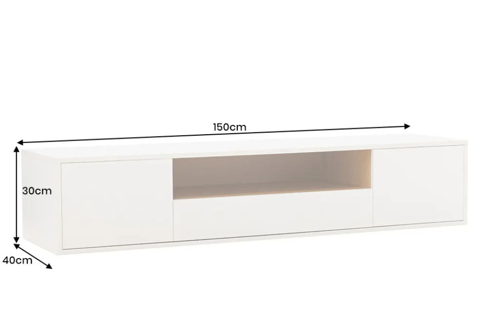Riess-Ambiente Skandinavisch|Tv- & Lowboards > Hängendes TV-Board LOFT 150cm weiß natur fünf Fächer mit Schublade