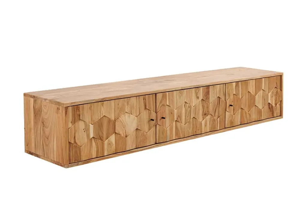 Riess-Ambiente Mehr...|Retro Möbel > Hängendes TV-Board MYSTIC LIVING 160cm Akazie natur 3D Oberfläche Massivholz