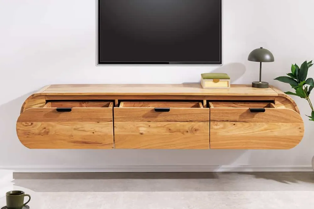 Riess-Ambiente Tv- & Lowboards|Mehr... > Hängendes TV-Board ORGANIC 160cm natur Akazienholz massiv handmade mit Schubladen