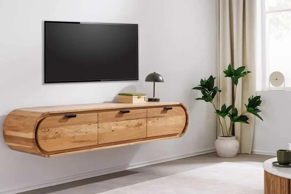 Riess-Ambiente Tv- & Lowboards|Mehr... > Hängendes TV-Board ORGANIC 160cm natur Akazienholz massiv handmade mit Schubladen