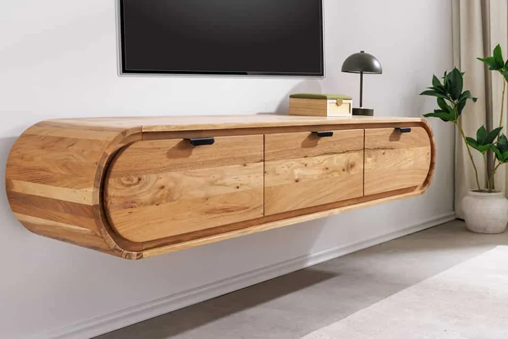 Riess-Ambiente Tv- & Lowboards|Mehr... > Hängendes TV-Board ORGANIC 160cm natur Akazienholz massiv handmade mit Schubladen