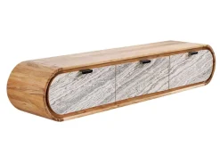 Riess-Ambiente Tv- & Lowboards|Mehr... > Hängendes TV-Board ORGANIC 160cm natur Akazie schwarz weiß Steinfurnier Schubladen