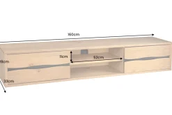 Riess-Ambiente Industrial Loft|Tv- & Lowboards > Hängendes TV-Lowboard LIVING EDGE 160cm natur schwarz Wildeiche geölt Baumkante