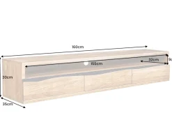Riess-Ambiente Tv- & Lowboards|Industrial Loft > Hängendes TV-Lowboard MAMMUT 160cm braun Akazie honey finish Massivholz Baumkante