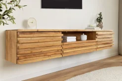 Riess-Ambiente Mehr...|Massivholzschränke > Hängendes TV-Lowboard RELIEF 200cm natur Akazienholz massiv mit aufwändiger Front