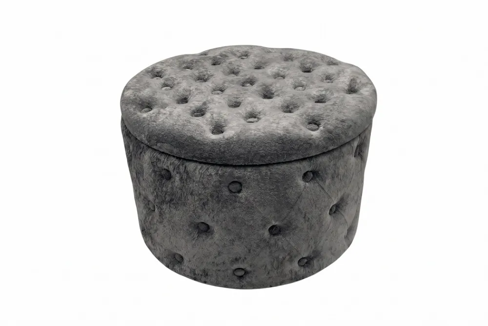 Riess-Ambiente Sitzhocker > Hocker MODERN BAROCK 60cm grau Bouclé mit Stauraum
