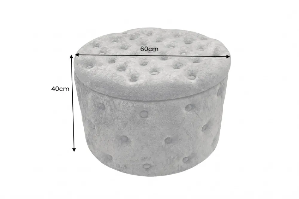 Riess-Ambiente Sitzhocker > Hocker MODERN BAROCK 60cm grau Bouclé mit Stauraum