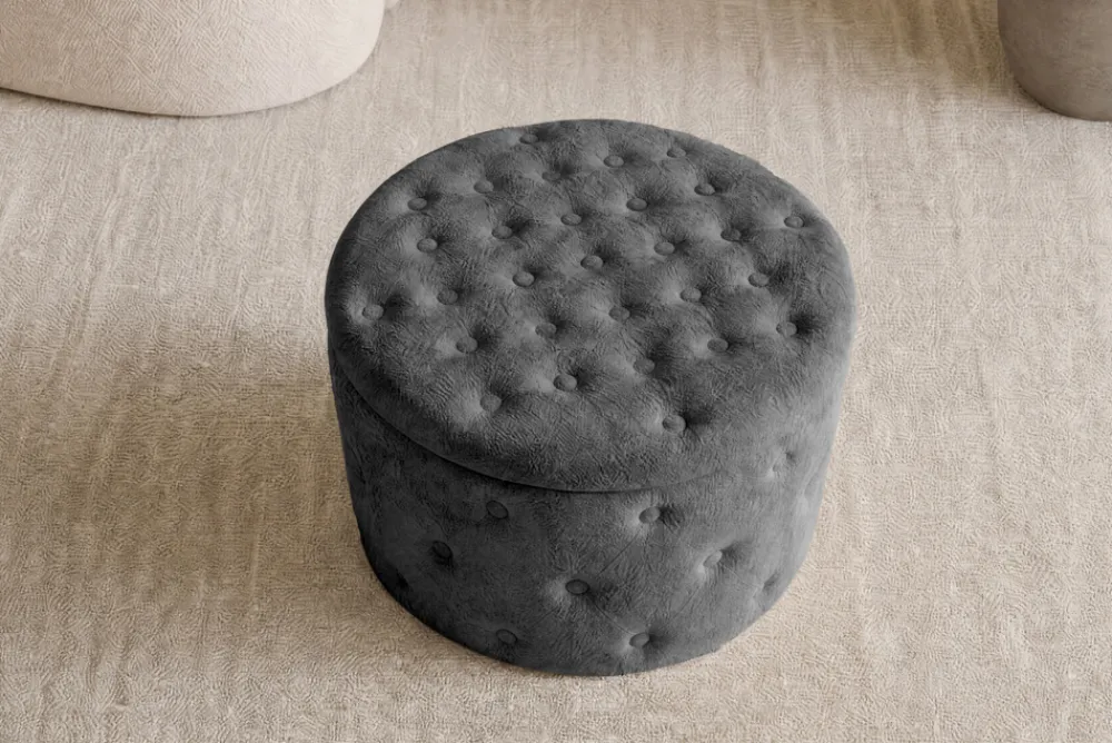Riess-Ambiente Sitzhocker > Hocker MODERN BAROCK 60cm grau Bouclé mit Stauraum