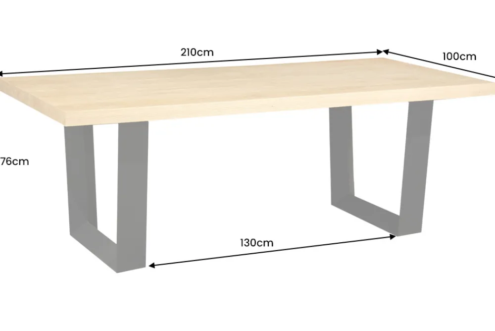 Riess-Ambiente Industrial Loft|Esstische > Imposanter Esstisch ZEUS 210cm natur Eiche schwarz mit U-Gestell Metall