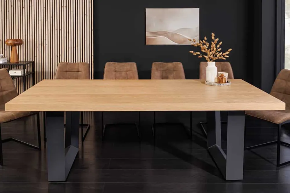Riess-Ambiente Industrial Loft|Esstische > Imposanter Esstisch ZEUS 210cm natur Eiche schwarz mit U-Gestell Metall
