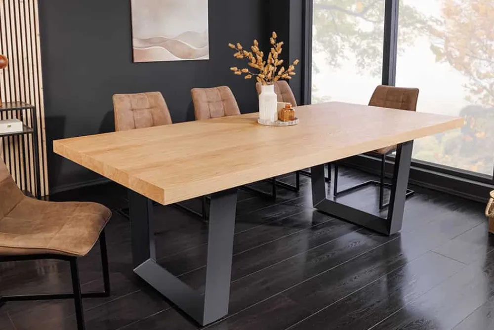 Riess-Ambiente Industrial Loft|Esstische > Imposanter Esstisch ZEUS 210cm natur Eiche schwarz mit U-Gestell Metall