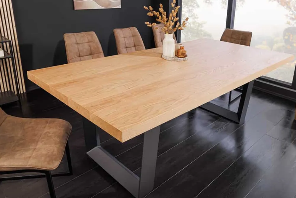 Riess-Ambiente Industrial Loft|Esstische > Imposanter Esstisch ZEUS 210cm natur Eiche schwarz mit U-Gestell Metall