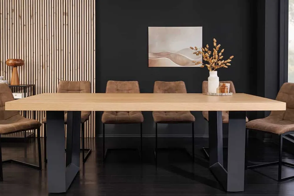 Riess-Ambiente Industrial Loft|Esstische > Imposanter Esstisch ZEUS 210cm natur Eiche schwarz mit U-Gestell Metall