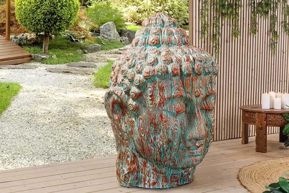 Riess-Ambiente Dekoration > Imposanter XXL Kopf BUDDHA 110cm kupfer grün GRC Beton