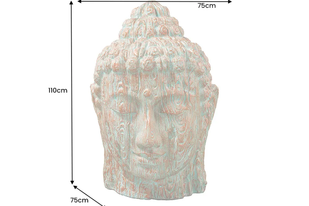 Riess-Ambiente Dekoration > Imposanter XXL Kopf BUDDHA 110cm kupfer grün GRC Beton