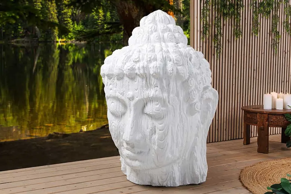 Riess-Ambiente Dekoration > Imposanter XXL Kopf BUDDHA 110cm weiß GRC Beton