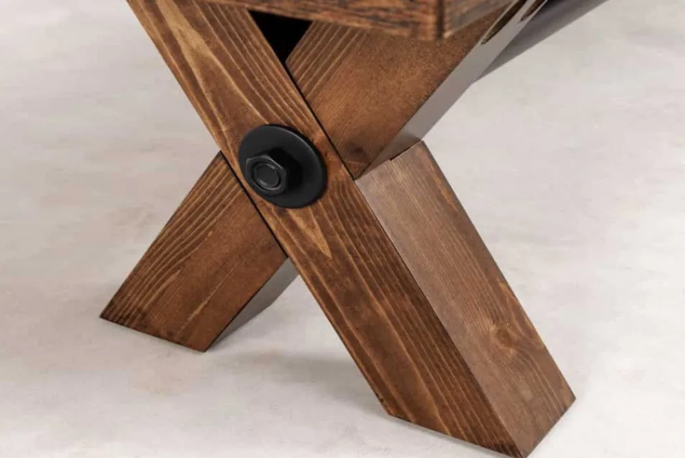 Riess-Ambiente Industrial Loft|Sitzbänke > Industrial Bank GOLIATH 180cm natur Pinienholz X-Gestell schwarz Metall