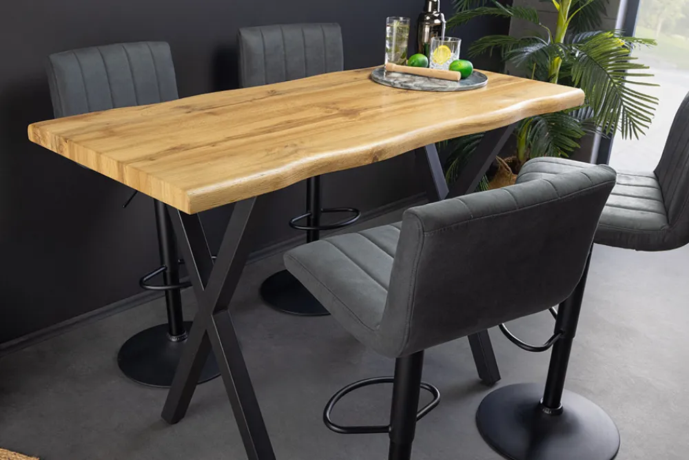 Riess-Ambiente Industrial Loft|Bartische > Industrial Bartisch WILD 120cm braun Wildeichen-Optik schwarz Metall X-Gestell