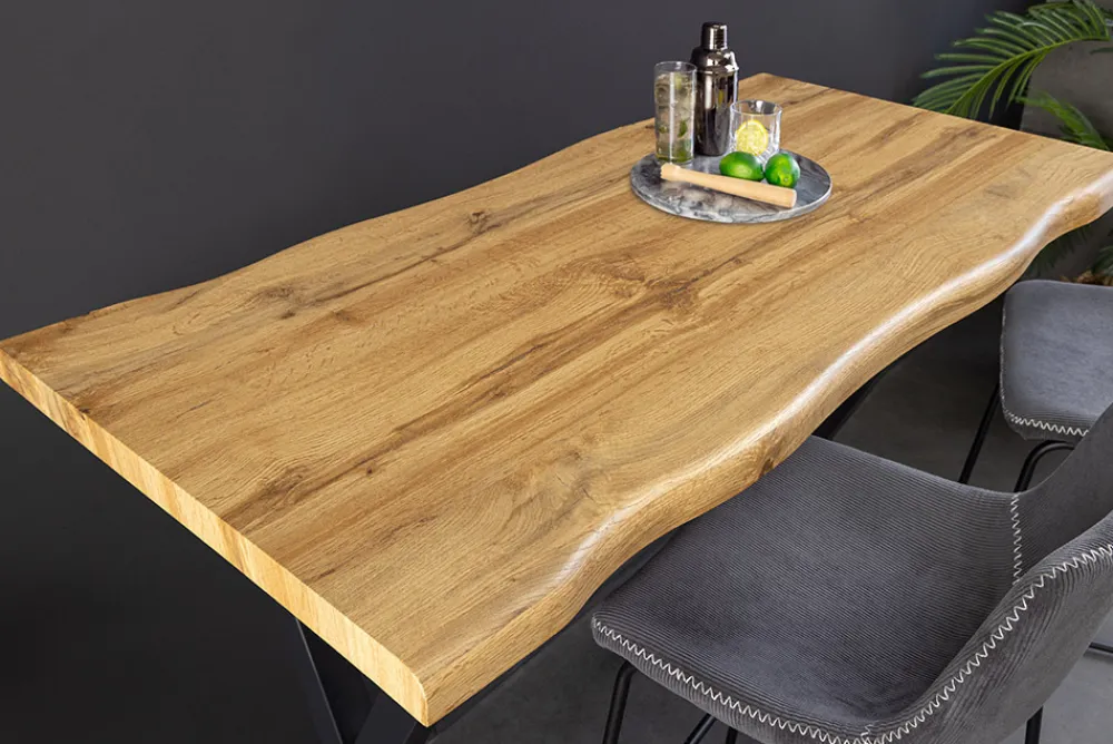 Riess-Ambiente Industrial Loft|Bartische > Industrial Bartisch WILD 120cm braun Wildeichen-Optik schwarz Metall X-Gestell