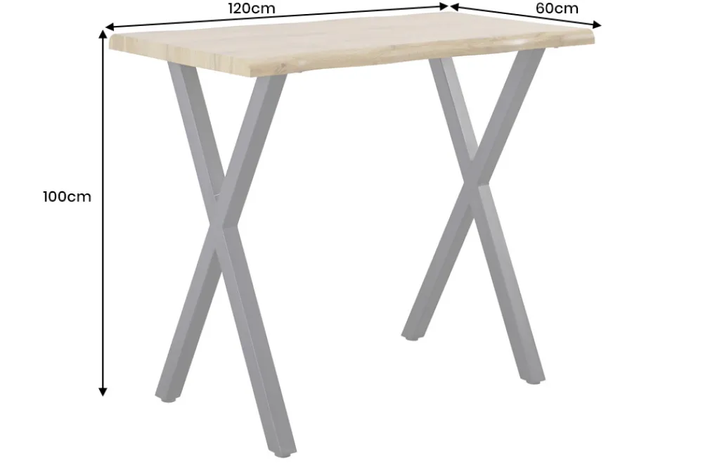 Riess-Ambiente Industrial Loft|Bartische > Industrial Bartisch WILD 120cm braun Wildeichen-Optik schwarz Metall X-Gestell