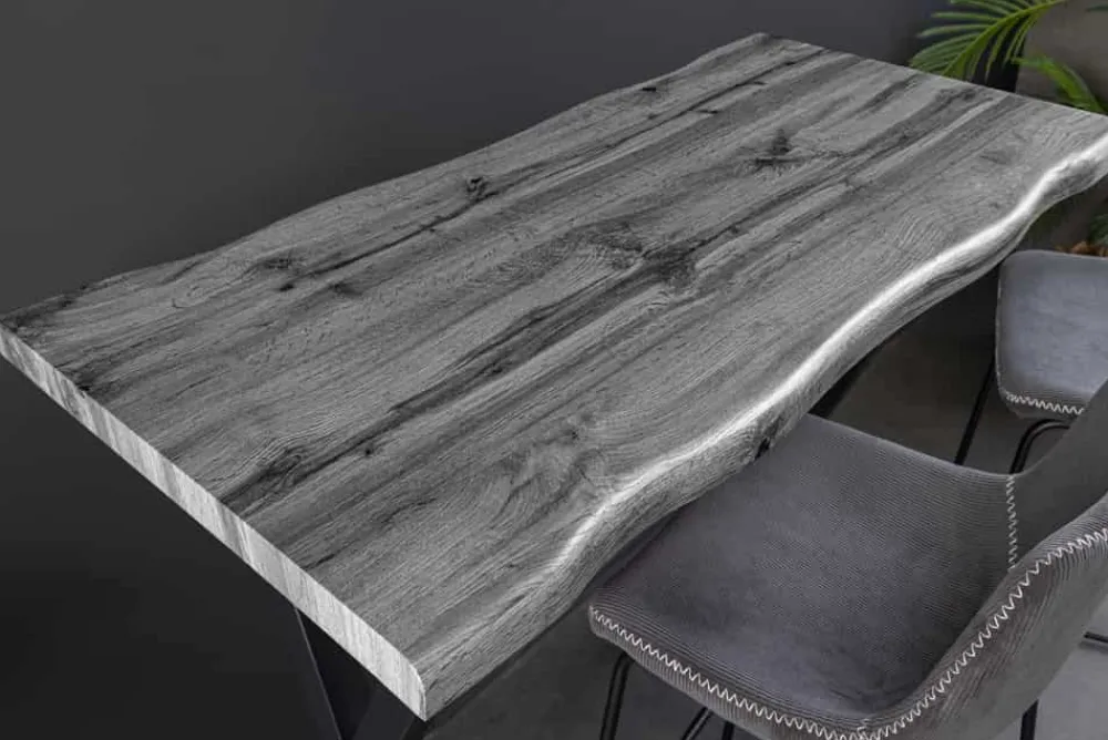 Riess-Ambiente Industrial Loft|Bartische > Industrial Bartisch WILD 120cm grau Wildeichen-Design schwarz Metall X-Gestell