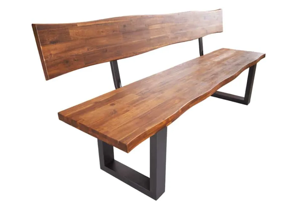 Riess-Ambiente Industrial Loft|Sitzbänke > Industrial Baumstamm Sitzbank GENESIS 200cm Akazie Massivholz Kufengestell Rückenlehne Live Edge