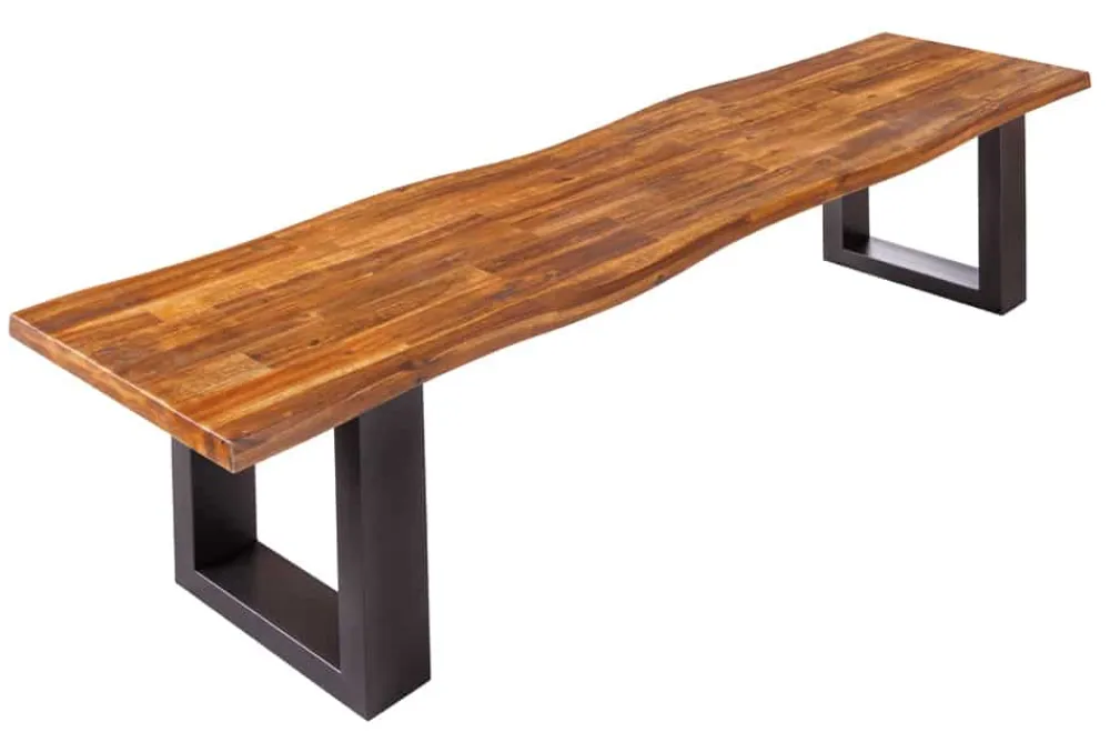 Riess-Ambiente Industrial Loft|Sitzbänke > Industrial Baumstamm Sitzbank GENESIS 180cm Akazie Massivholz Metallgestell Live Edge