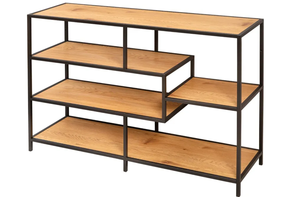 Riess-Ambiente Industrial Loft|Standregale > Industrial Bücherregal SLIM LINE 114cm Wildeiche schwarz fünf Regalböden