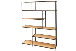 Riess-Ambiente Industrial Loft|Standregale > Industrial Bücherregal SLIM LINE 185x135cm Wildeiche schwarz sechs Regalböden