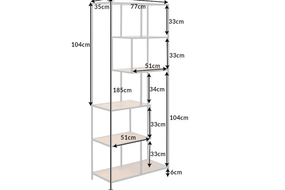 Riess-Ambiente Industrial Loft|Standregale > Industrial Bücherregal SLIM LINE 185cm Wildeiche schwarz sechs Regalböden