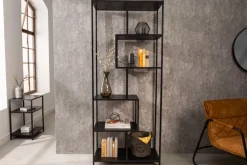 Riess-Ambiente Industrial Loft|Standregale > Industrial Bücherregal SLIM LINE 185cm Esche schwarz sechs Regalböden