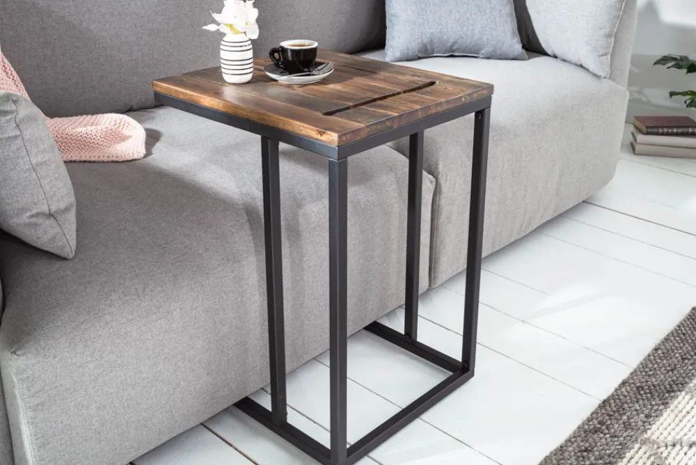 Riess-Ambiente Mehr...|Massivholztische > Industrial Beistelltisch SCANDINAVIA 60cm Akazie Massivholz Laptoptisch mit Tablet-Halterung
