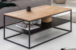 Riess-Ambiente Mehr...|Industrial Loft > Industrial Couchtisch APARTMENT 95cm Massivholz Eiche geölt mit Ablage Metallgestell schwarz
