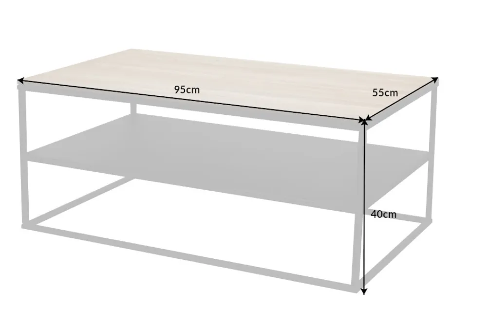 Riess-Ambiente Mehr...|Industrial Loft > Industrial Couchtisch APARTMENT 95cm Massivholz Eiche geölt mit Ablage Metallgestell schwarz