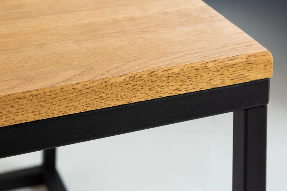 Riess-Ambiente Mehr...|Industrial Loft > Industrial Couchtisch ARCHITECTURE 100cm Wildeiche geölt schwarzes Metallgestell Massivholz