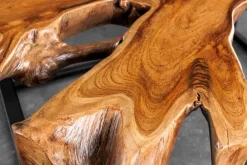 Riess-Ambiente Mehr...|Couchtische > Industrial Couchtisch TEAK ROOT 70cm braun Teakholz Metall Glastisch handmade