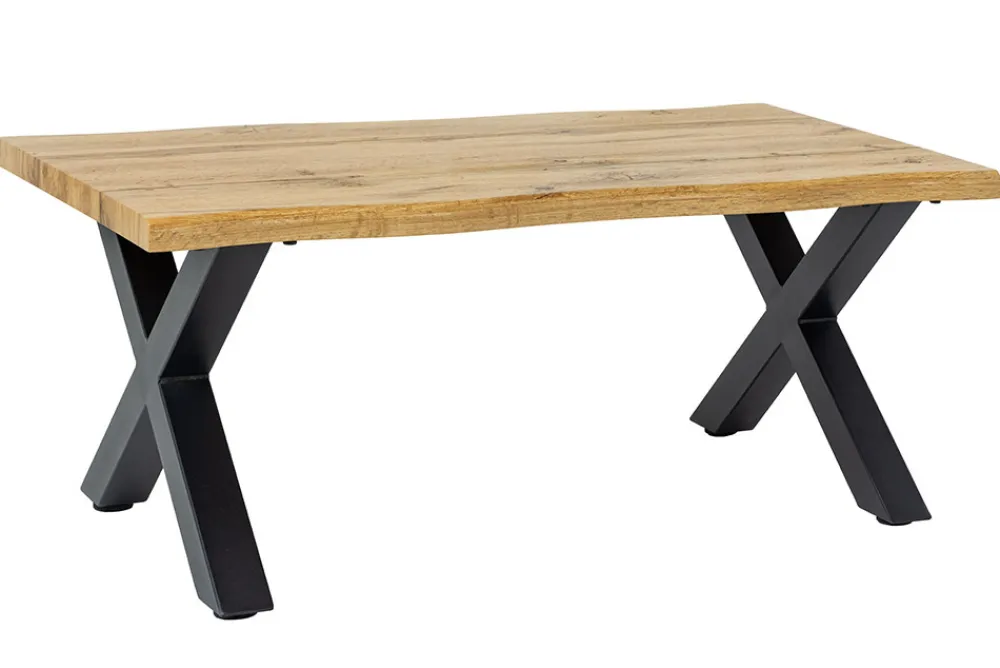 Riess-Ambiente Industrial Loft|Couchtische & Truhen > Industrial Couchtisch WILD 90cm braun Wildeichen-Optik schwarz Metall Baumkante