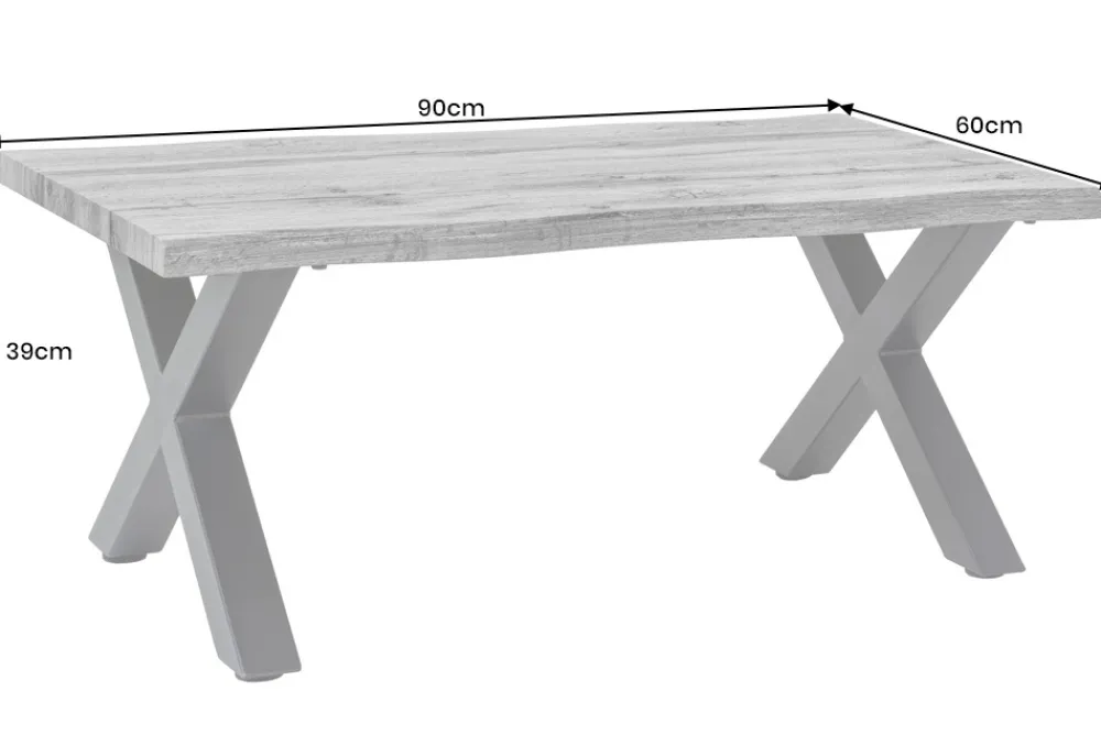 Riess-Ambiente Industrial Loft|Couchtische & Truhen > Industrial Couchtisch WILD 90cm grau Wildeichen-Design schwarz Metall Baumkante