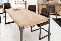 Riess-Ambiente Mehr...|Massivholzesstische > Industrial Design Esstisch FACTORY 200cm Akazie teak-grau weiß gekälkt Metallbeine Kufe