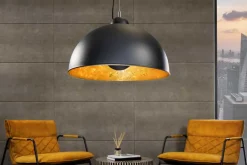 Riess-Ambiente Goldene Möbel|Hängelampen > Industrial Design Hängelampe STUDIO 55cm schwarz Blattgold-Optik Hängeleuchte