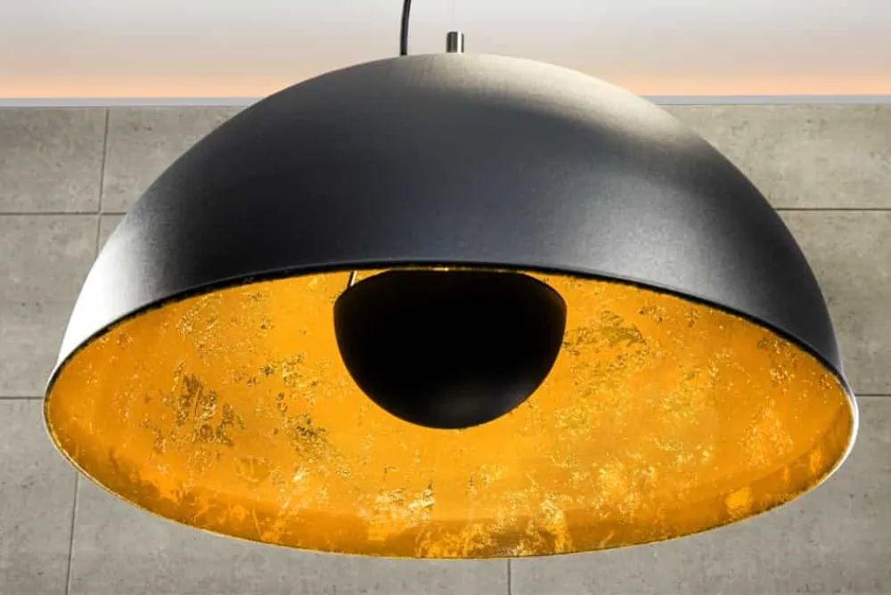 Riess-Ambiente Goldene Möbel|Hängelampen > Industrial Design Hängelampe STUDIO 55cm schwarz Blattgold-Optik Hängeleuchte