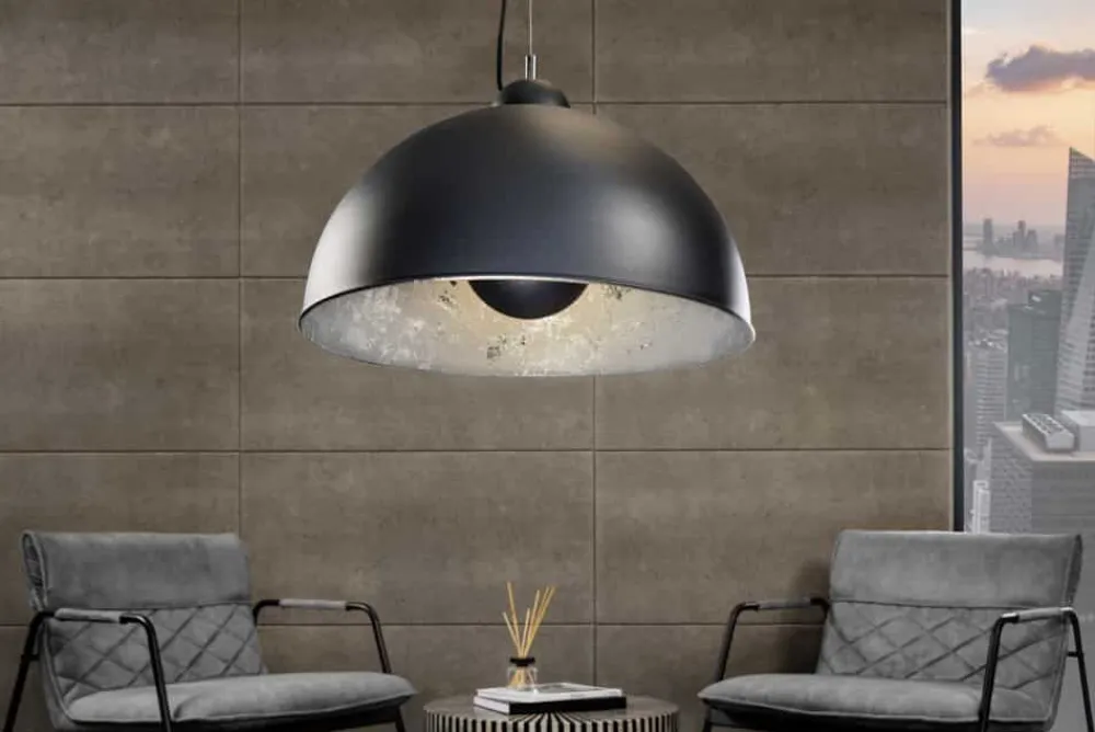 Riess-Ambiente Hängelampen|Industrial Loft > Industrial Design Hängelampe STUDIO 55m schwarz Blattsilber-Optik Hängeleuchte
