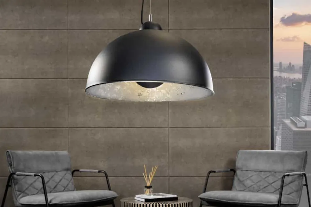 Riess-Ambiente Hängelampen|Industrial Loft > Industrial Design Hängelampe STUDIO 55m schwarz Blattsilber-Optik Hängeleuchte