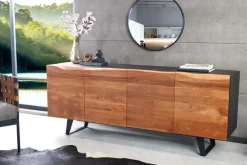 Riess-Ambiente Mehr...|Massivholzschränke > Industrial Design Sideboard ORGANIC ARTWORK 180cm Akazie Massivholz Eisengestell