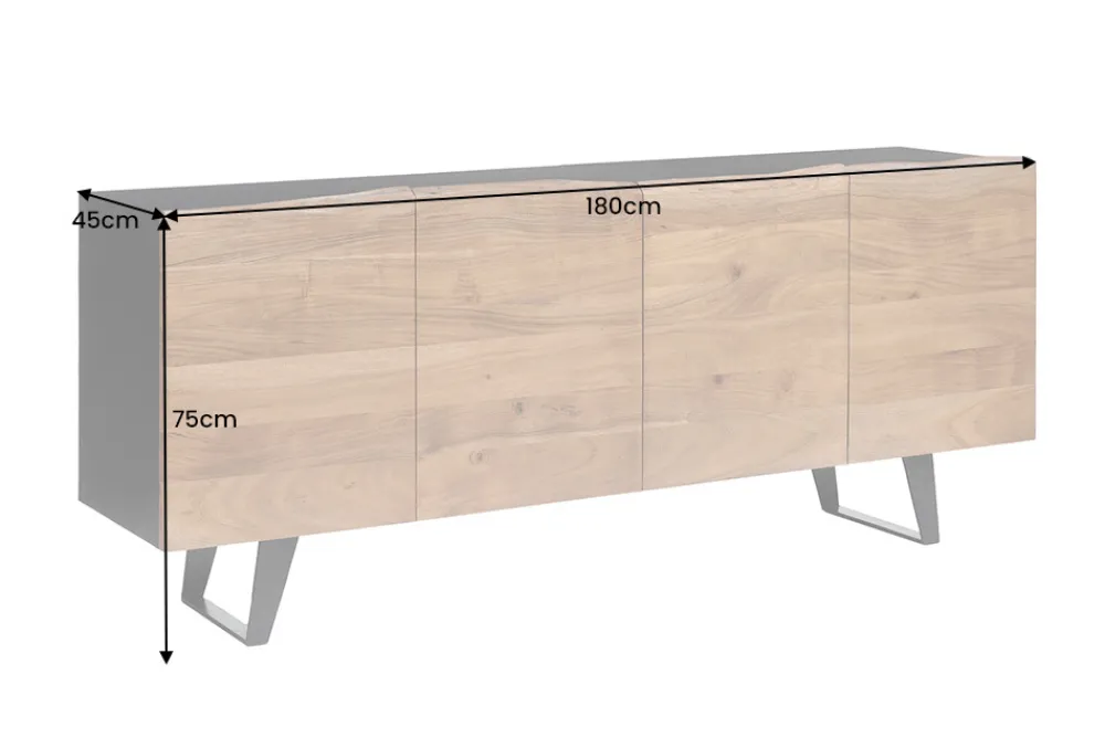 Riess-Ambiente Mehr...|Massivholzschränke > Industrial Design Sideboard ORGANIC ARTWORK 180cm Akazie Massivholz Eisengestell