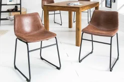 Riess-Ambiente Retro Möbel|Industrial Loft > Industrial Design Stuhl DJANGO vintage braun mit Eisengestell