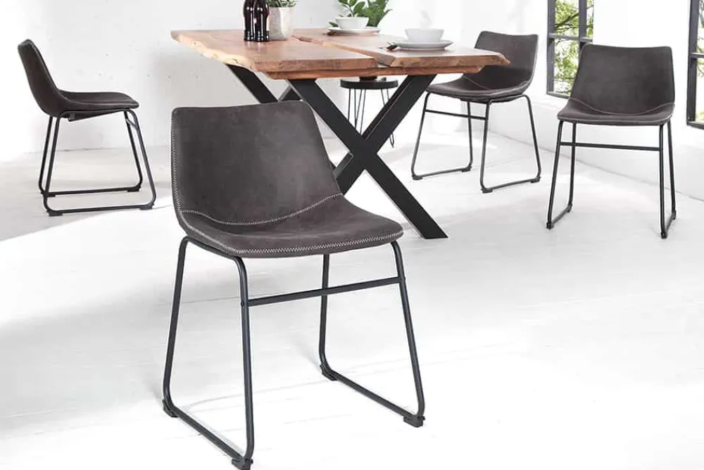 Riess-Ambiente Retro Möbel|Industrial Loft > Industrial Design Stuhl DJANGO vintage grau mit Eisengestell
