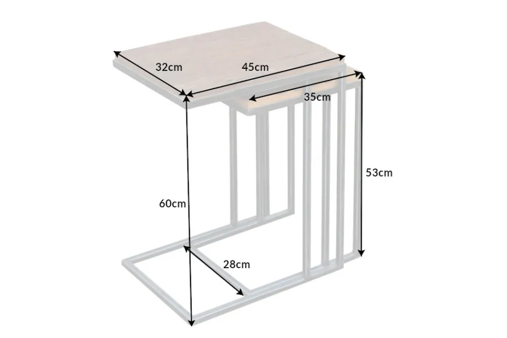 Riess-Ambiente Mehr...|Massivholztische > Industrial 2er Set Beistelltische BARRACUDA 45cm Salholz Massivholz geflextes Metallgestell